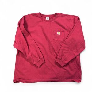 Carhartt Long Sleeve Shirt Men 2XL Red Cotton Workwear Casual Tee